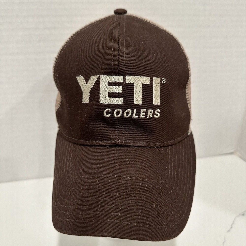 Yeti Coolers Hat Brown Logo Snapback Trucker Cap‎ Mesh Back Adjustable Hat